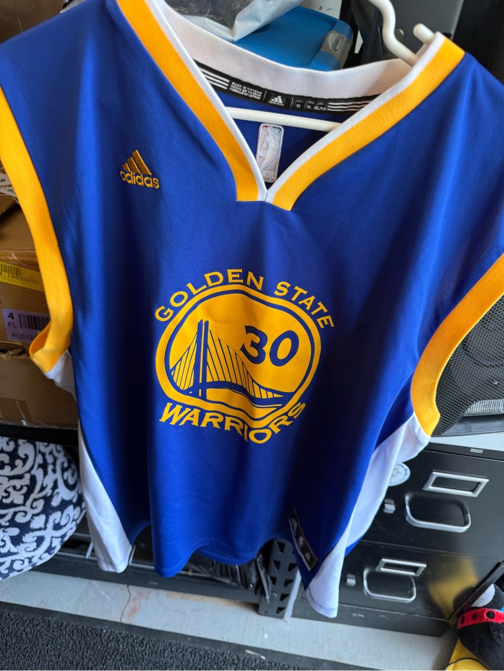 adidas Blue and Yellow Golden State Warriors Youth Jersey